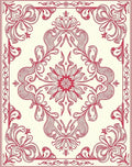 Victorian Red Floral Symmetry Pattern Rug