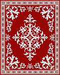 Classic Red White Floral Filigree Rug