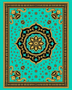 Ornate Floral Mandala Teal Rug