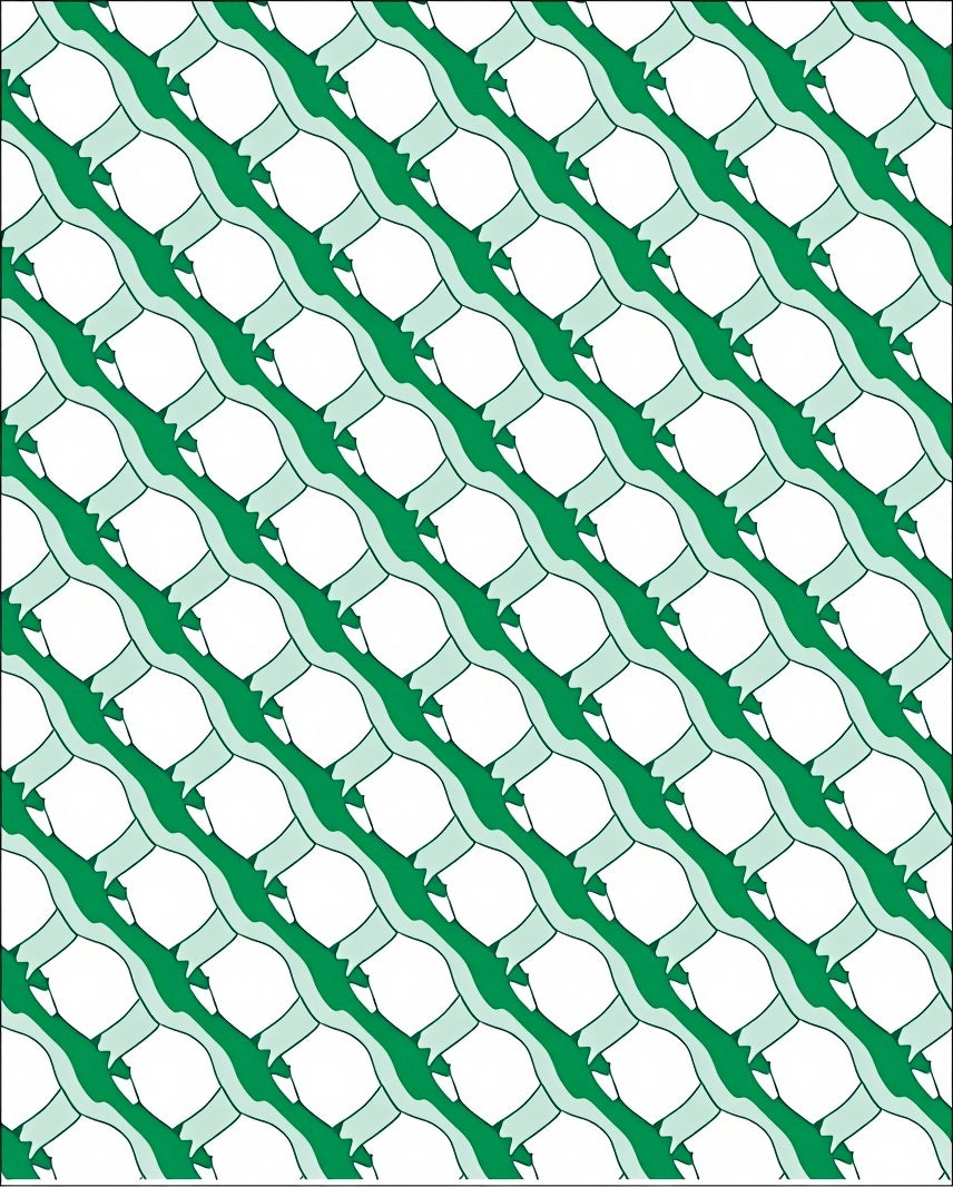 Green Curvy Lattice Pattern Rug