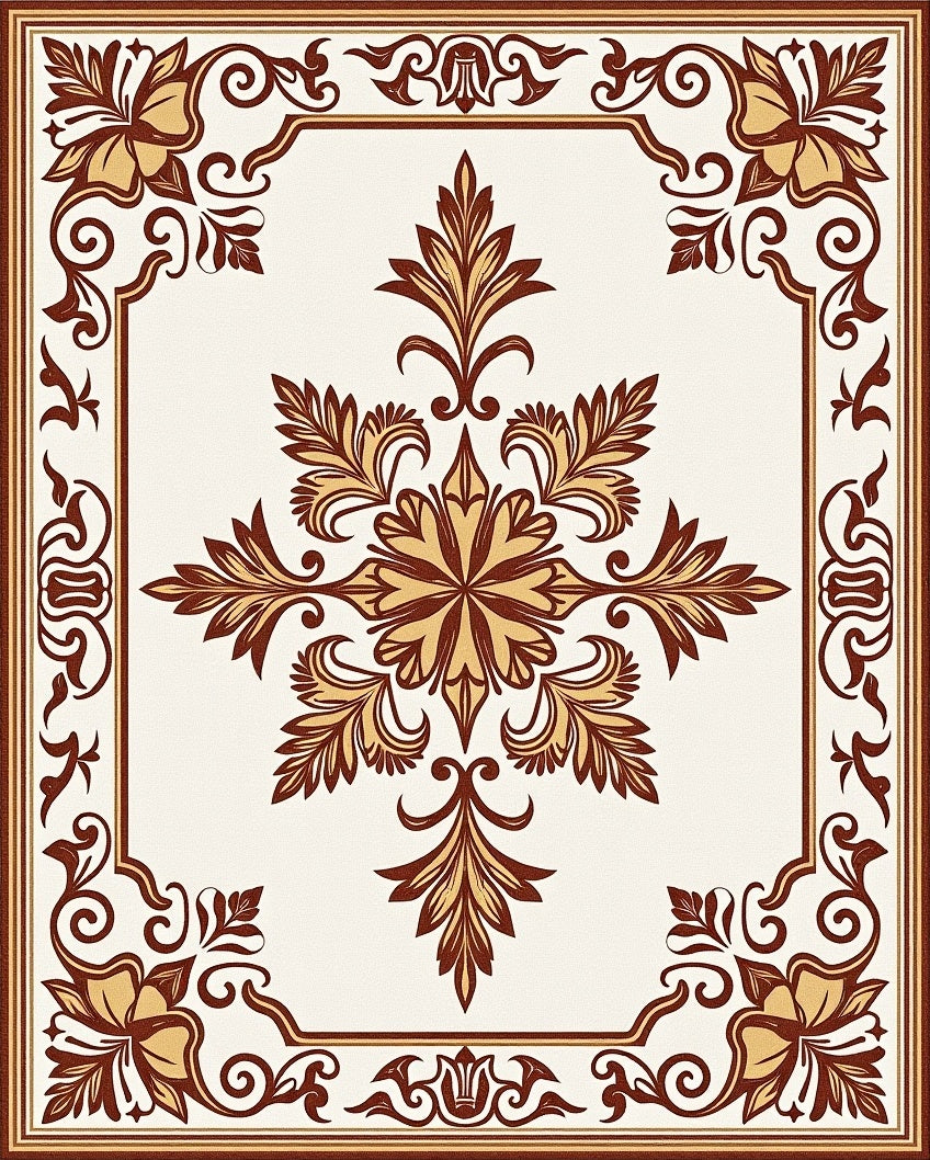 Elegant Floral And Scroll Medallion Design Rug