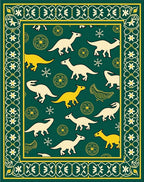 Whimsical Dinosaur Patterned Green Rug
