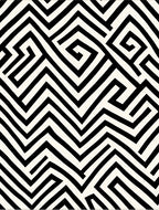 Bold Black White Geometric Maze Rug