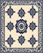 Navy Floral Starburst Pattern Rug