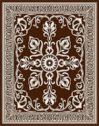 Rich Brown Floral Mandala Pattern Rug