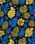 Bold Tropical Leaf Flower Pattern Rug