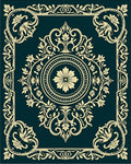 Elegant Floral Medallion Border Decor Rug