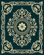 Elegant Floral Medallion Border Decor Rug