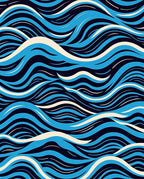Serene Blue Wave Pattern Design Rug