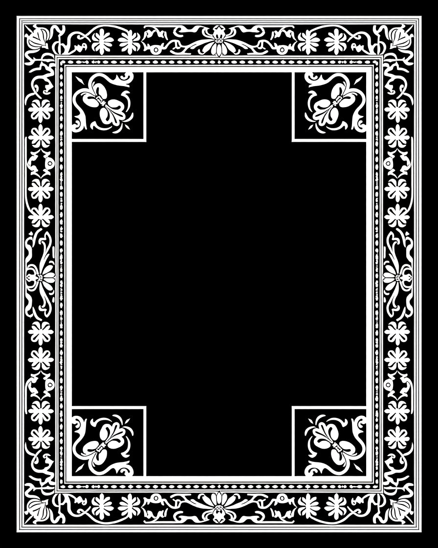 Ornate Floral Swirl Border Design Rug