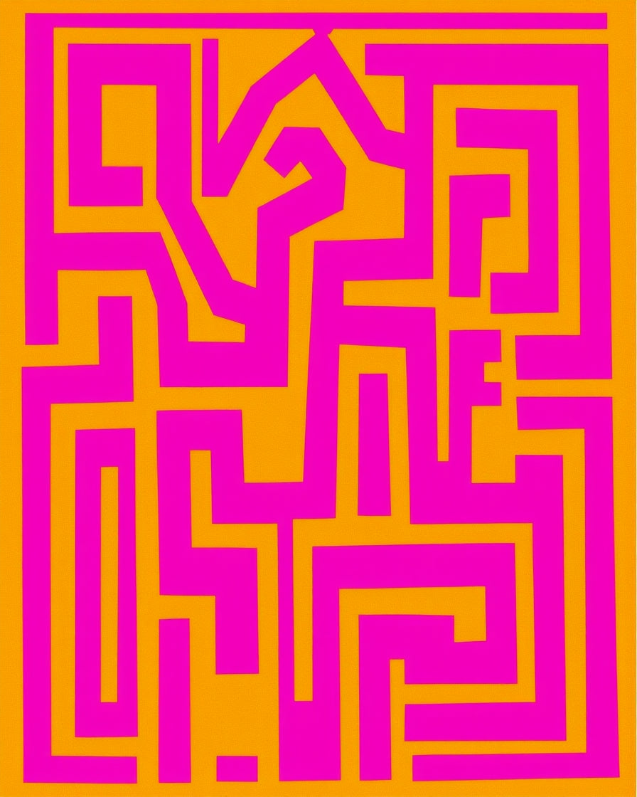 Bold Maze Patterned Geometric Rug