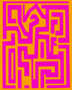 Bold Maze Patterned Geometric Rug