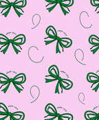 Green Bows And Dashed Lines Pattern Rug