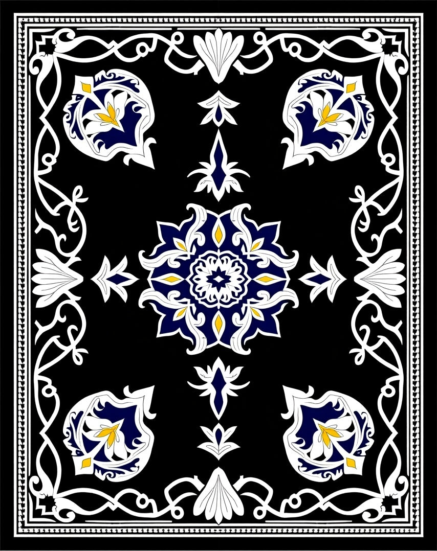 Intricate Floral Medallion Pattern Rug