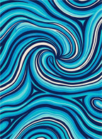 Swirling Blue Waves Pattern Rug