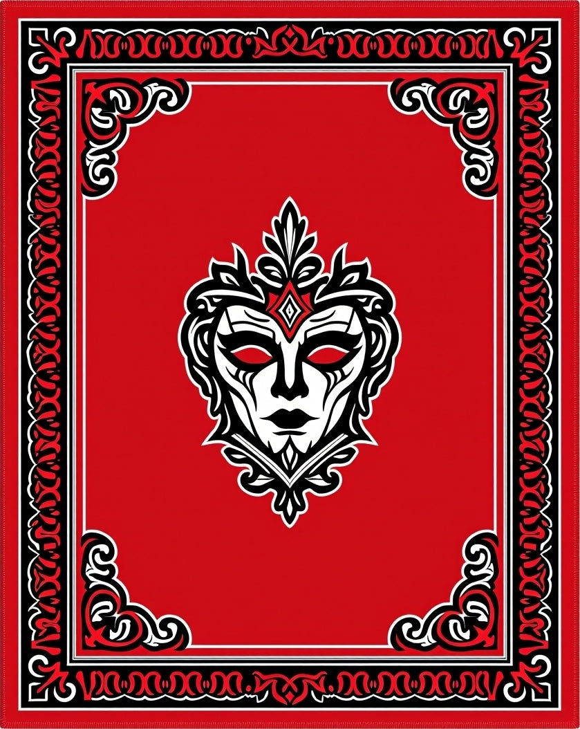 Red Mask Geometric Pattern Rug