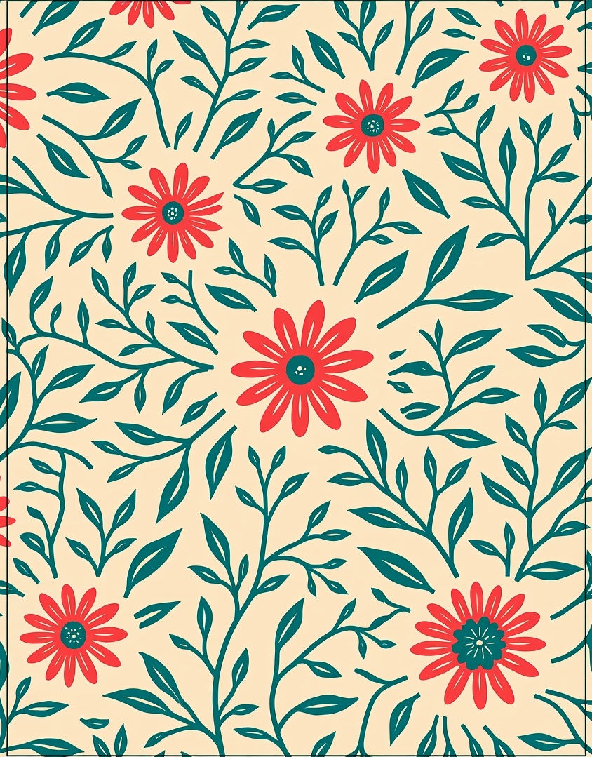 Bold Floral Branch Pattern Rug