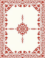 Red Floral Bordered Elegant Design Rug