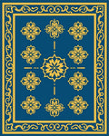 Royal Blue Yellow Floral Medallion Rug