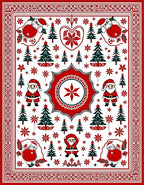 Christmas Santa Trees Medallion Border Rug