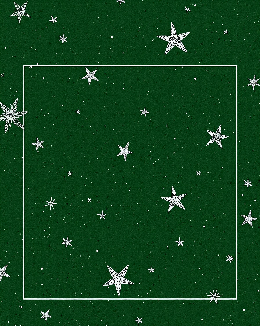 Green Textured Starry Night Rug