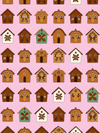 Brown Gingerbread Houses With Floral Motifs Rug