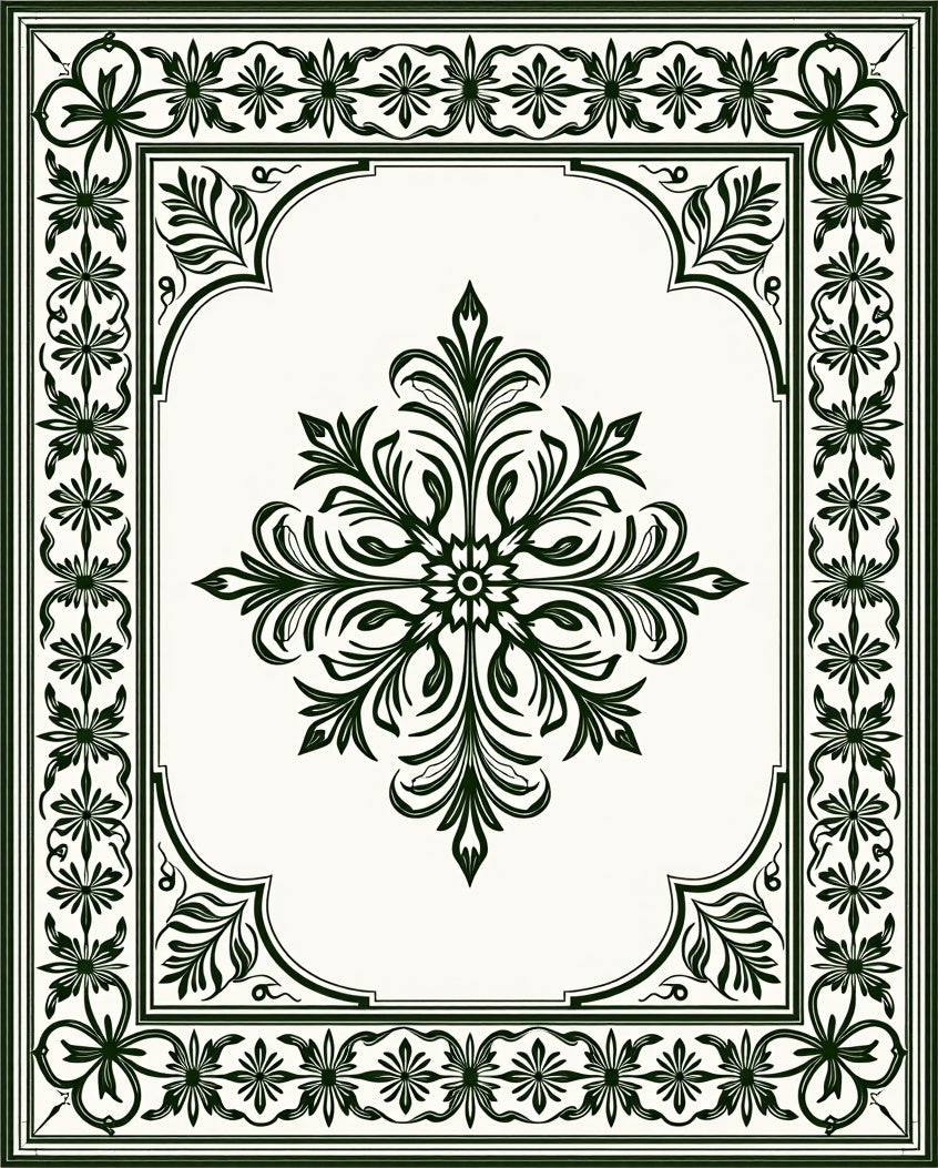 Ornate Floral Border With Central Medallion Rug