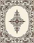 Ornate Scrollwork And Floral Border Design Rug
