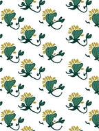 Whimsical Teal Yellow Botanical Rug