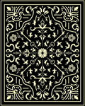 Black Cream Floral Swirl Pattern Rug