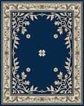 Ornate Navy Floral Patterned Rug
