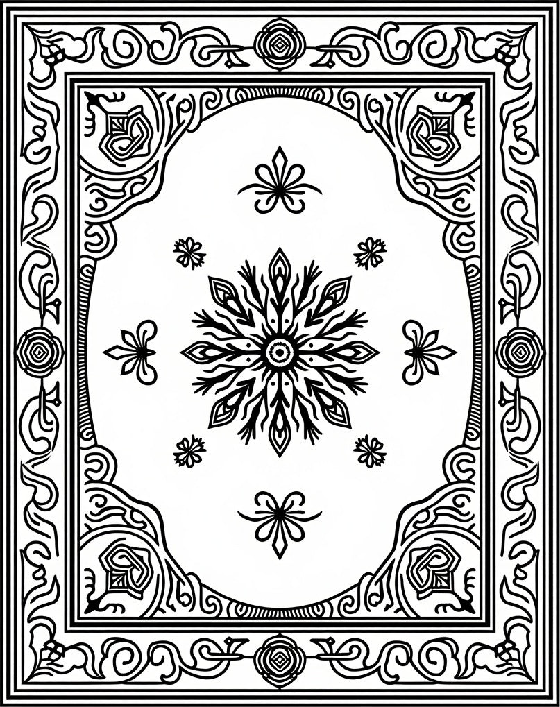 Black White Intricate Floral Mandala Rug