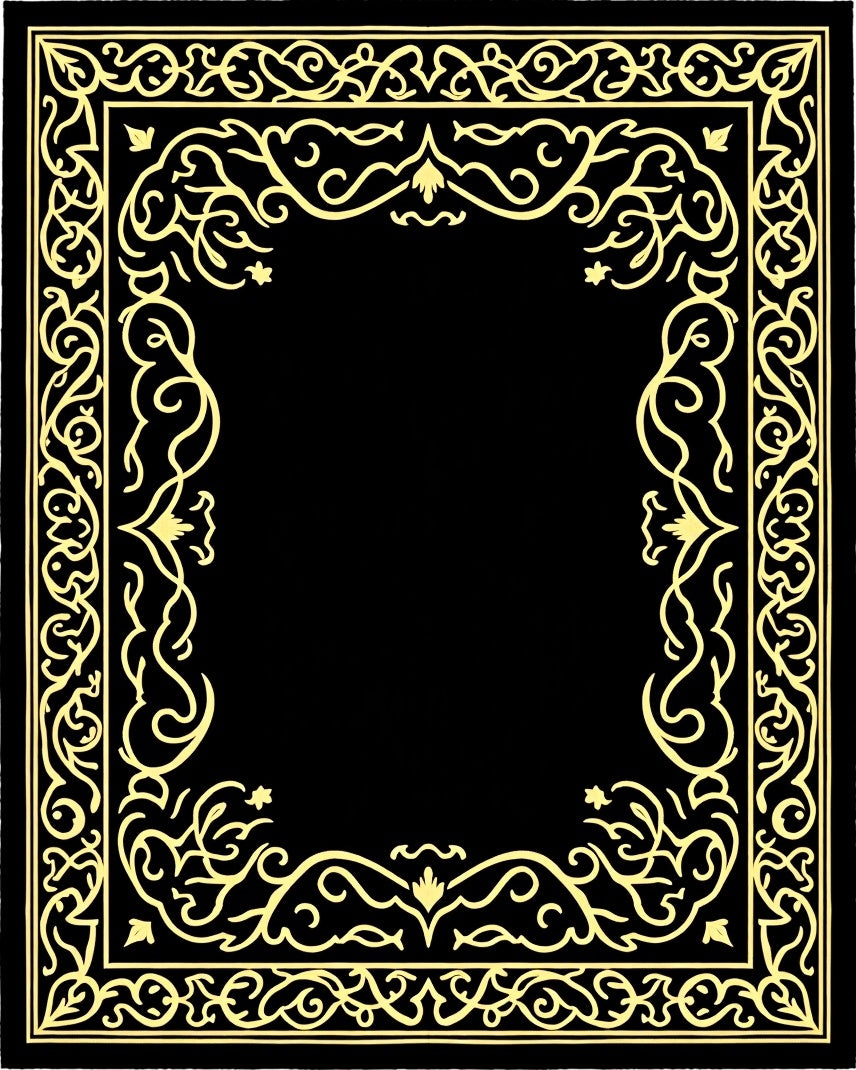 Elaborate Golden Scroll Border Rug