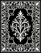 Ornate Black Cream Floral Pattern Rug