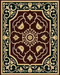 Intricate Floral Golden Medallion Rug