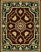 Intricate Floral Golden Medallion Rug