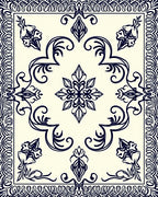 Elegant Floral Swirl Border Design Rug