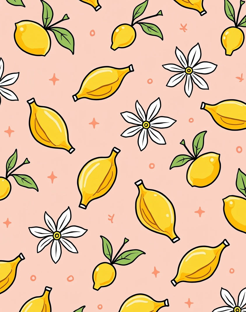 Fresh Lemons And Blossoms Pattern Rug