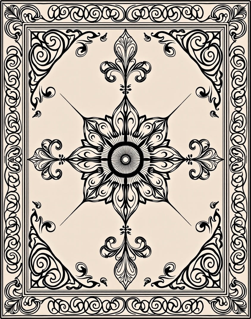 Vintage Floral Scroll Medallion Design Rug