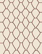 Crimson Geometric Network Pattern Rug