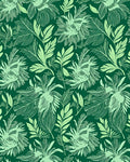 Light Green Tropical Leaf Pattern Rug