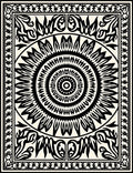 Ornate Sunburst Mandala Black and White Design Rug
