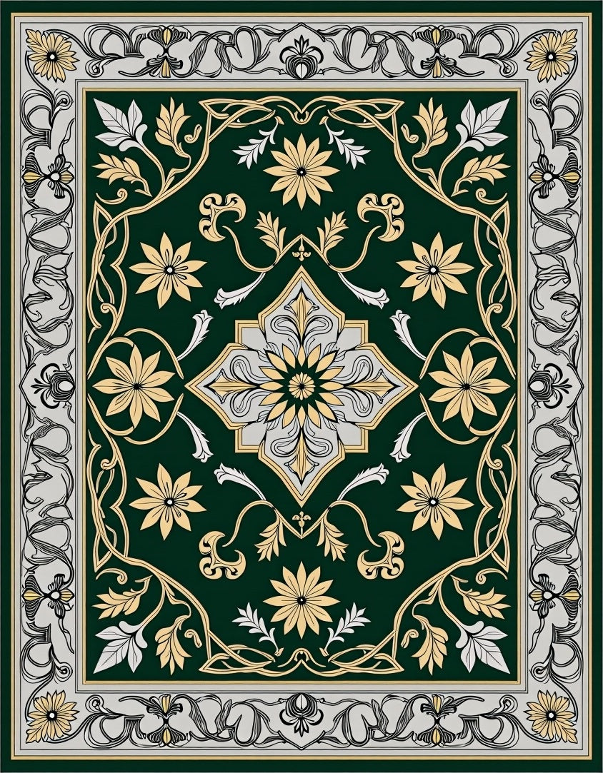 Antique Floral Vine Garden Rug