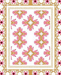 Pink Gold Floral Geometric Pattern Rug
