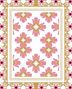 Pink Gold Floral Geometric Pattern Rug