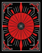 Red Sunburst Geometric Pattern Rug