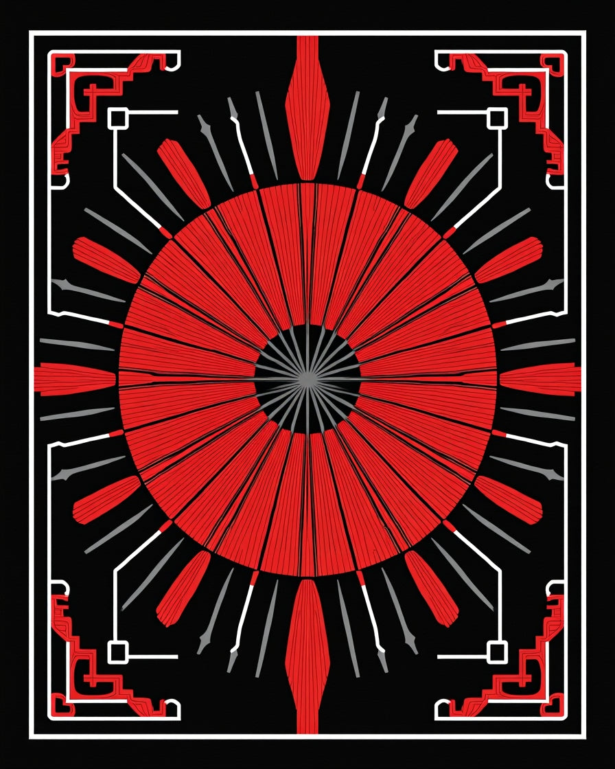 Red Sunburst Geometric Pattern Rug