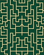 Green Gold Geometric Maze Rug