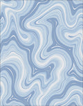Blue Swirl Marbled Abstract Design Rug