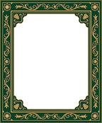 Emerald and Gold Ornate Floral Border Rug